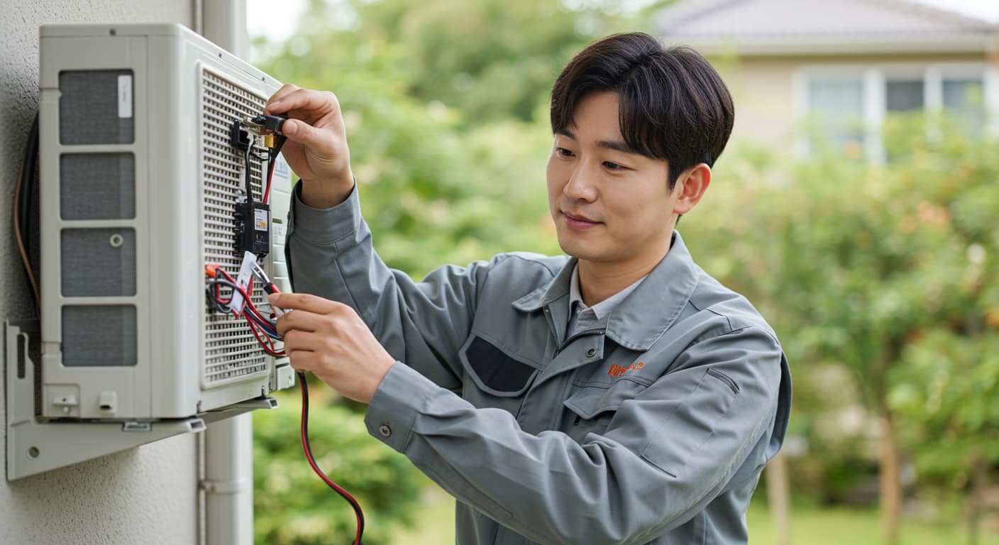 에어컨고치는모습