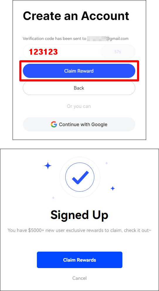 인증코드 6자리 입력 및 회원가입 완료 메시지