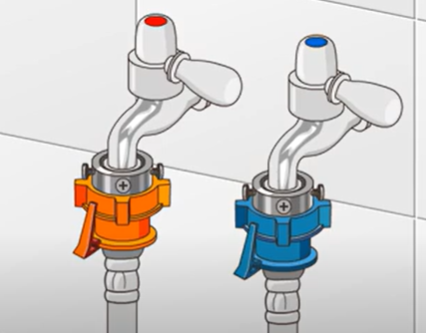 정상적인 냉수/온수 연결 구조