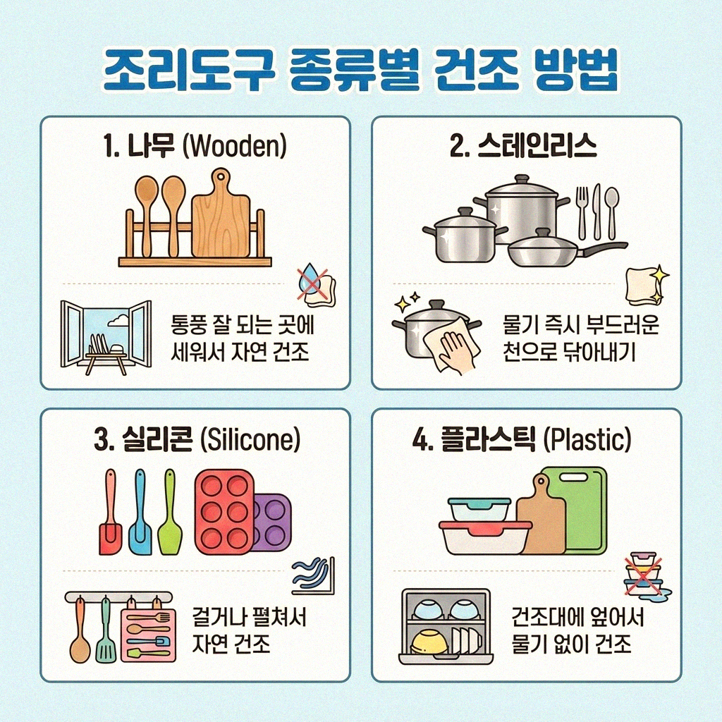 주방 도구 위생적으로 관리하는 건조 방법
