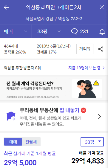 역삼동 래미안그레이튼 84타입 시세