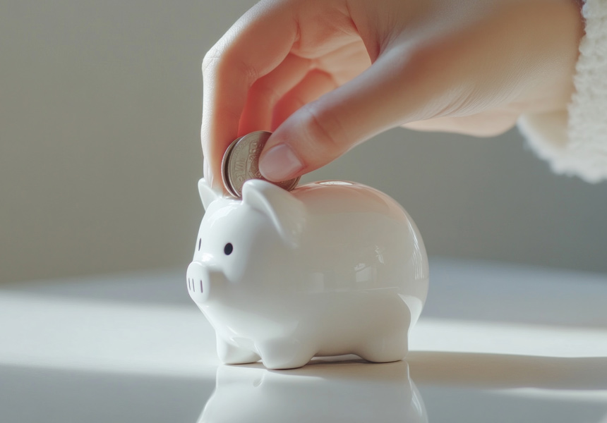 저금통과 그래프를 통해 투자와 저축 습관을 상징하는 이미지