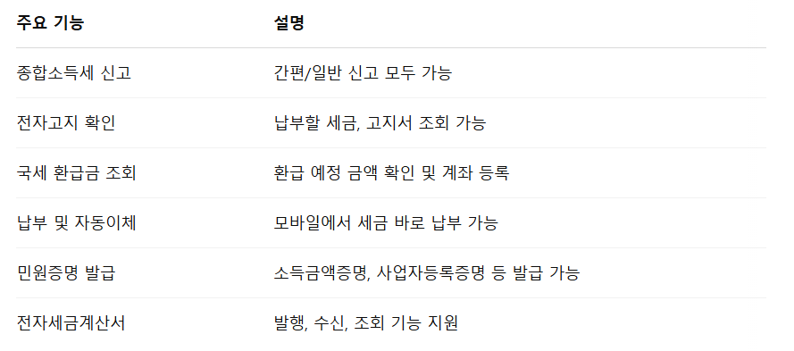 국세청 손택스 앱 바로가기