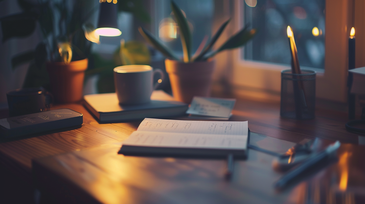 책상 위에 놓인 부자들의 명언 모음