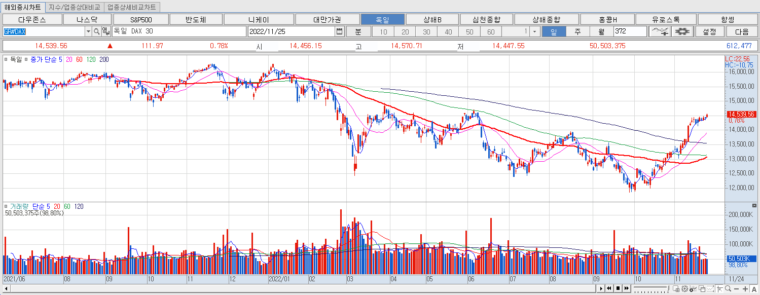11.25 독일증시 마감 챠트