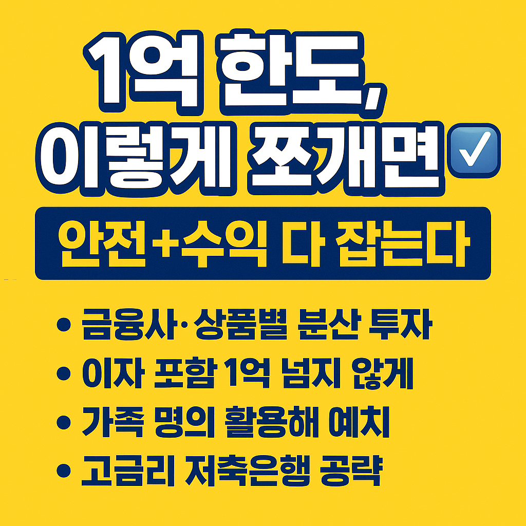 1억 한도, 이렇게 쪼개면 안전+수익 다 잡는다