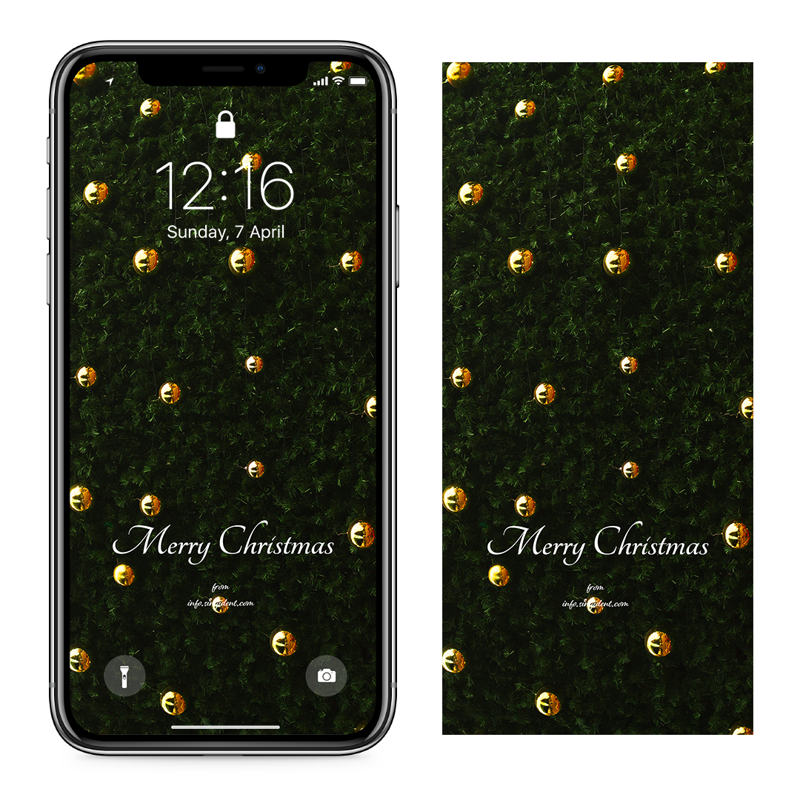 12 크리스마스 금색 장식볼 C - Merry Christmas 크리스마스배경화면