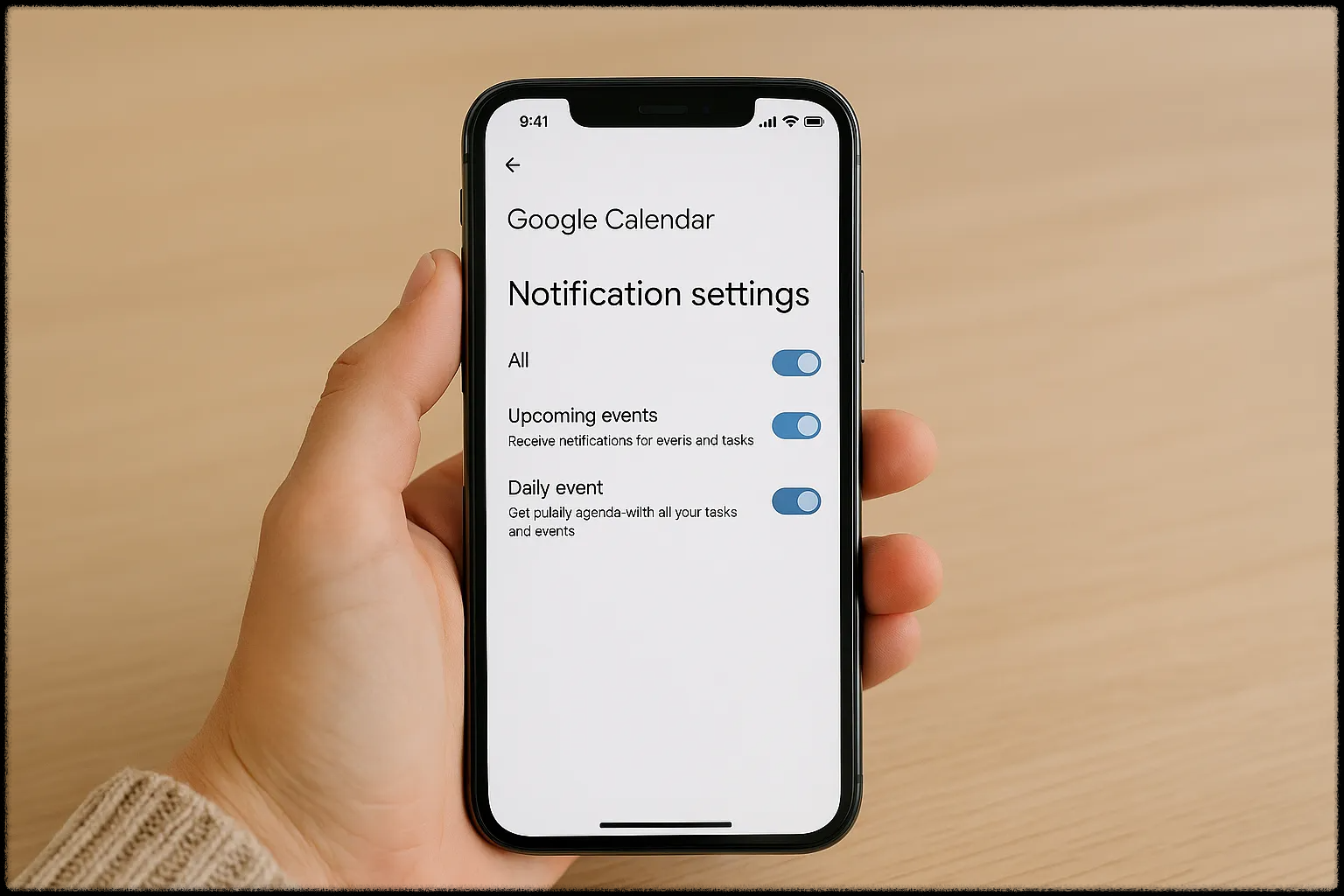 모바일에서 구글 캘린더 알림 설정 화면