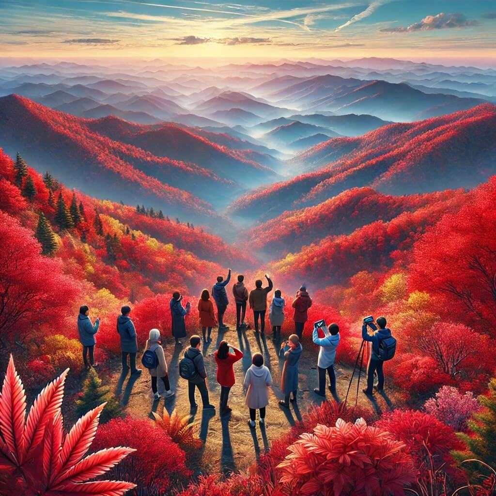 점봉산-정산-단풍즐기는-사람들