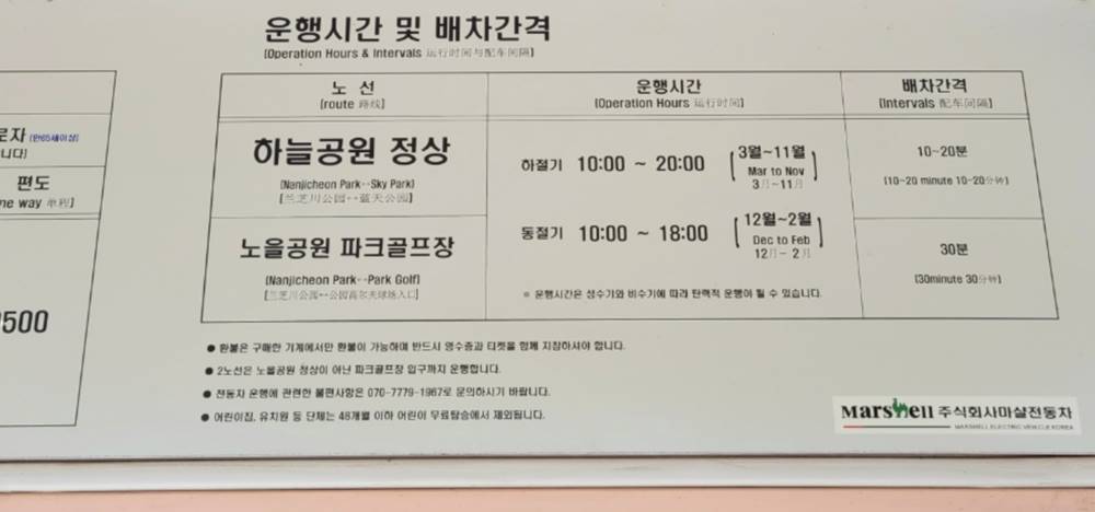 표시판_맹꽁이_전동차_운영
