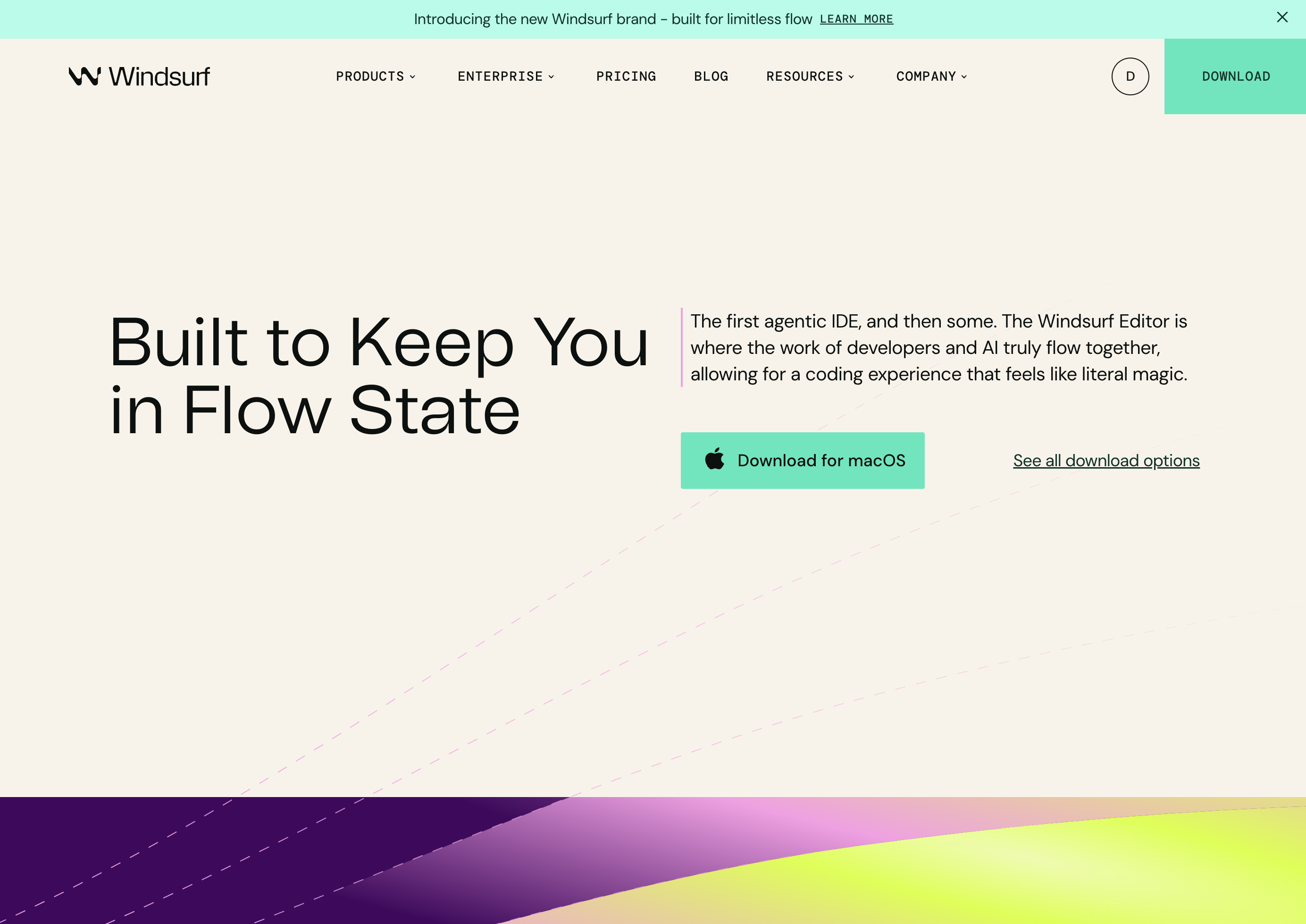 Windsurf 공식 홈페이지에서 IDE를 다운로드 받으실 수 있습니다.