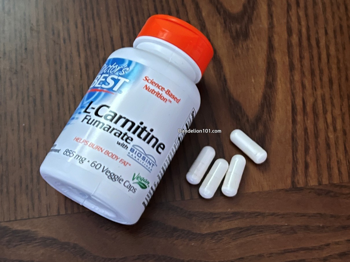 Doctor's Best, L-카르니틴 푸마르산염, Biosint 카르니틴 함유, 855mg, 베지 캡슐 60정 내용물 알약과 실물 사진