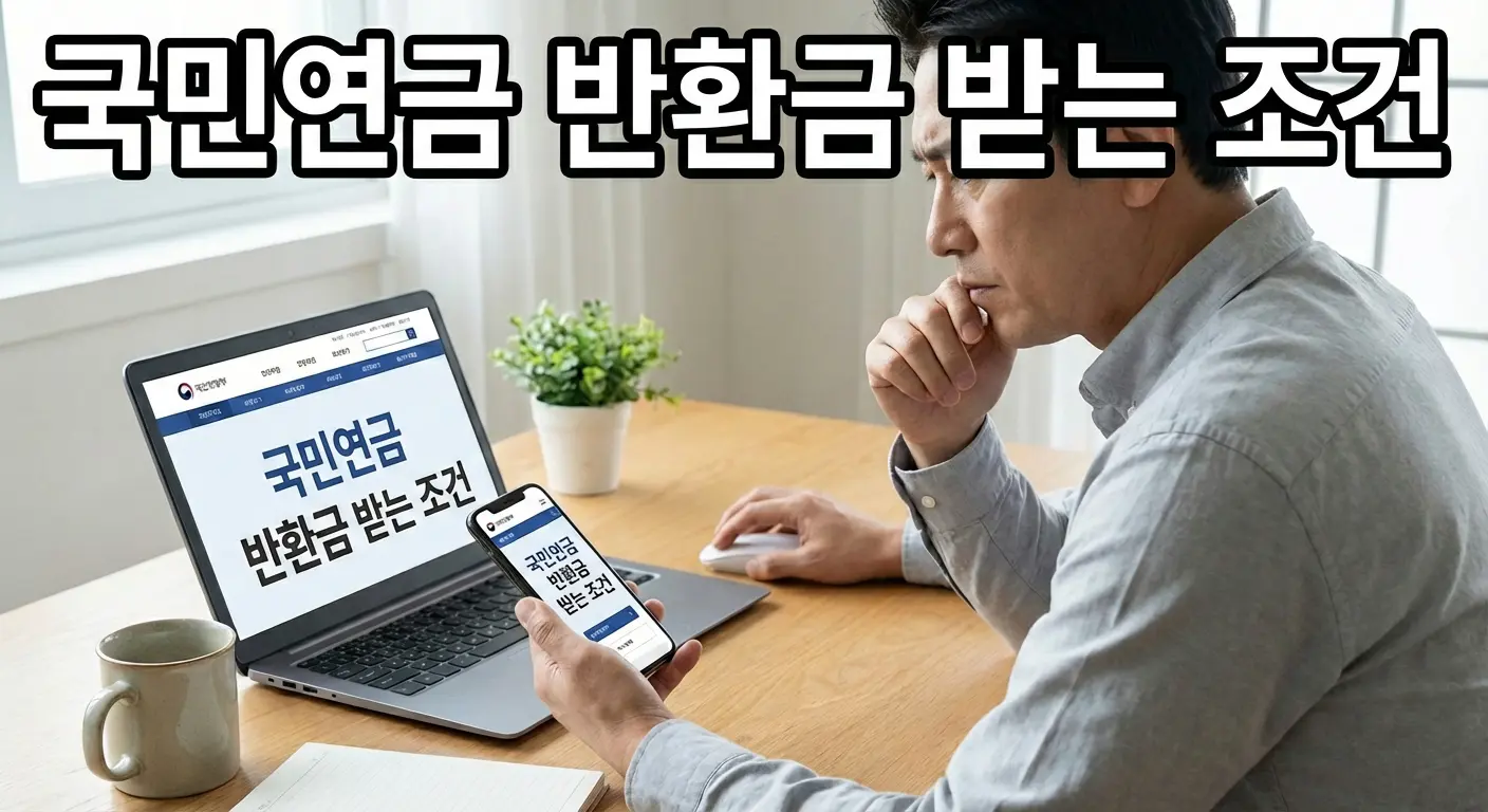국민연금 반환일시금 조건을 확인하는 모습