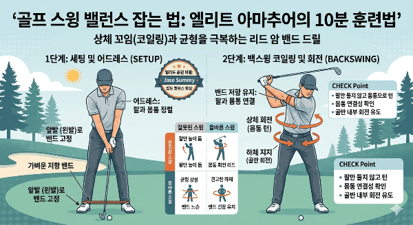 골프 스윙 밸런스 잡는 법, 상체 코일링을 극복하는 10분 훈련법