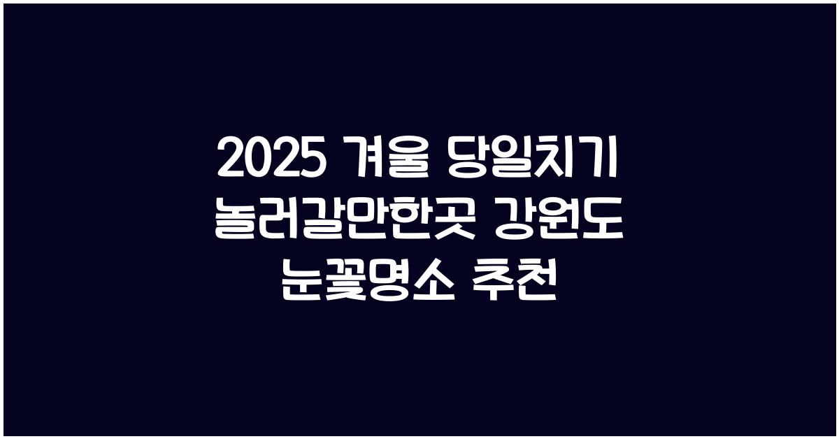 2025 겨울 당일치기 놀러갈만한곳