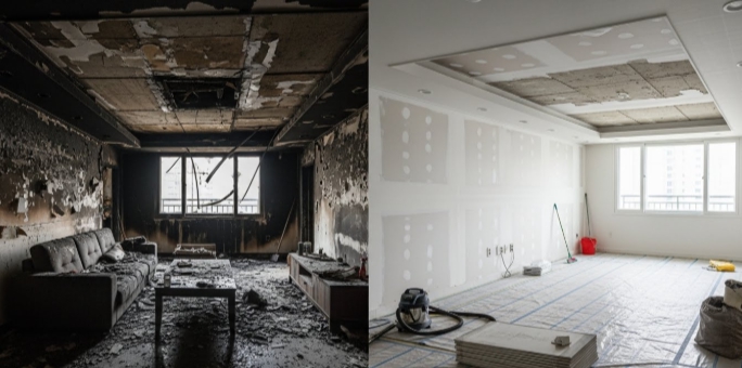 안동 화재청소 전후