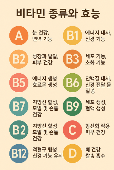 비타민 종류와 효능