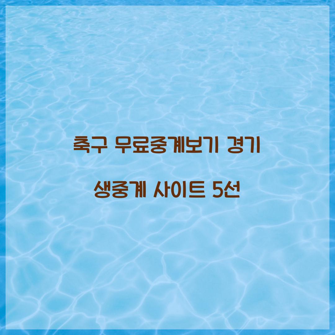 축구 무료중계보기