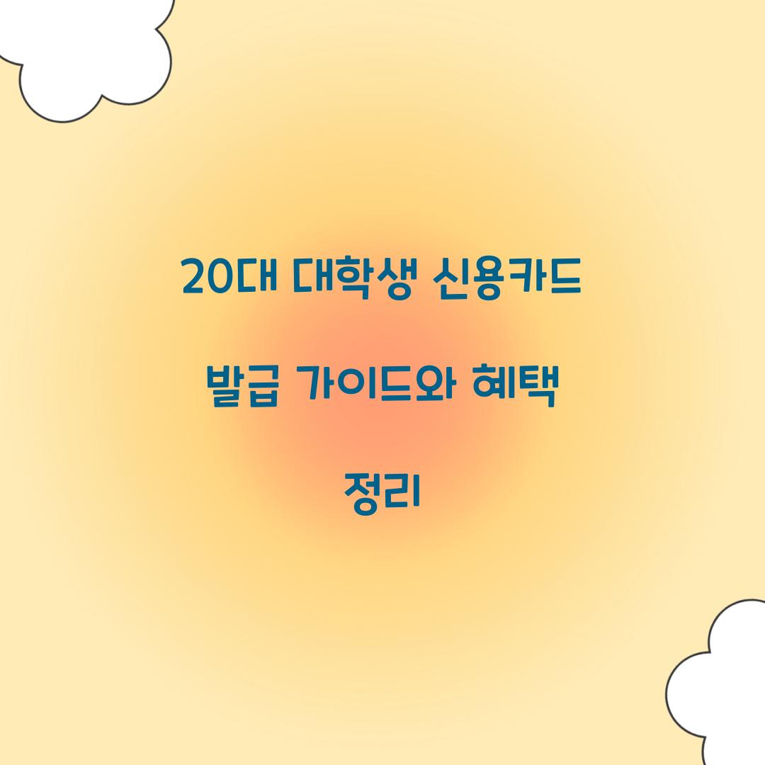 20대 대학생 신용카드 발급
