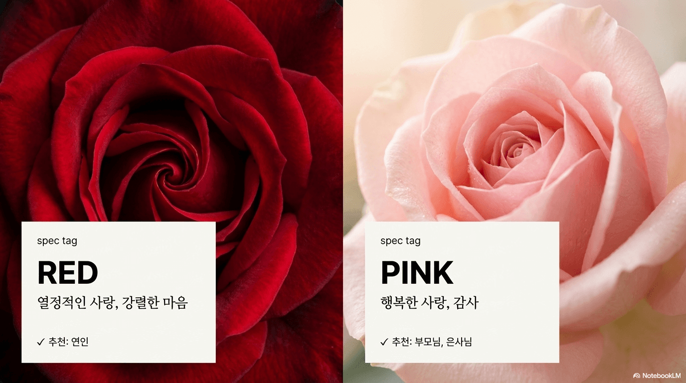 로즈데이 장미꽃 색깔별 꽃말 빨강 핑크