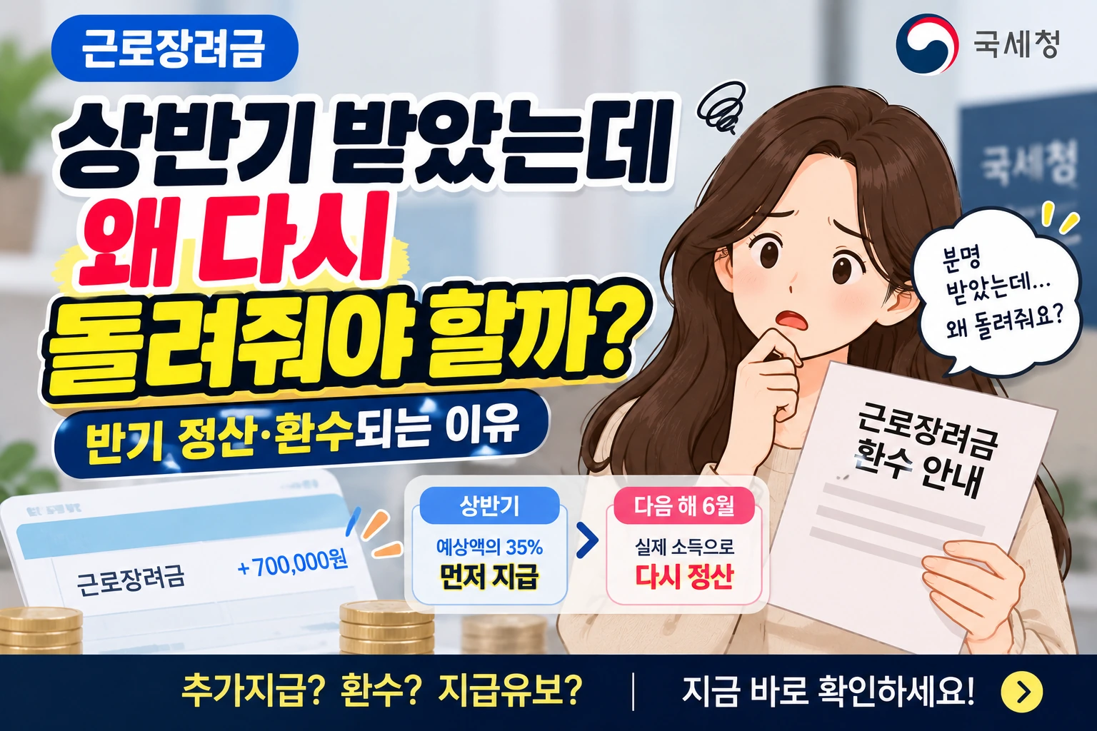 근로장려금 상반기 받았는데 왜 다시 돌려줘야 할까? 반기 정산/환수되는 이유