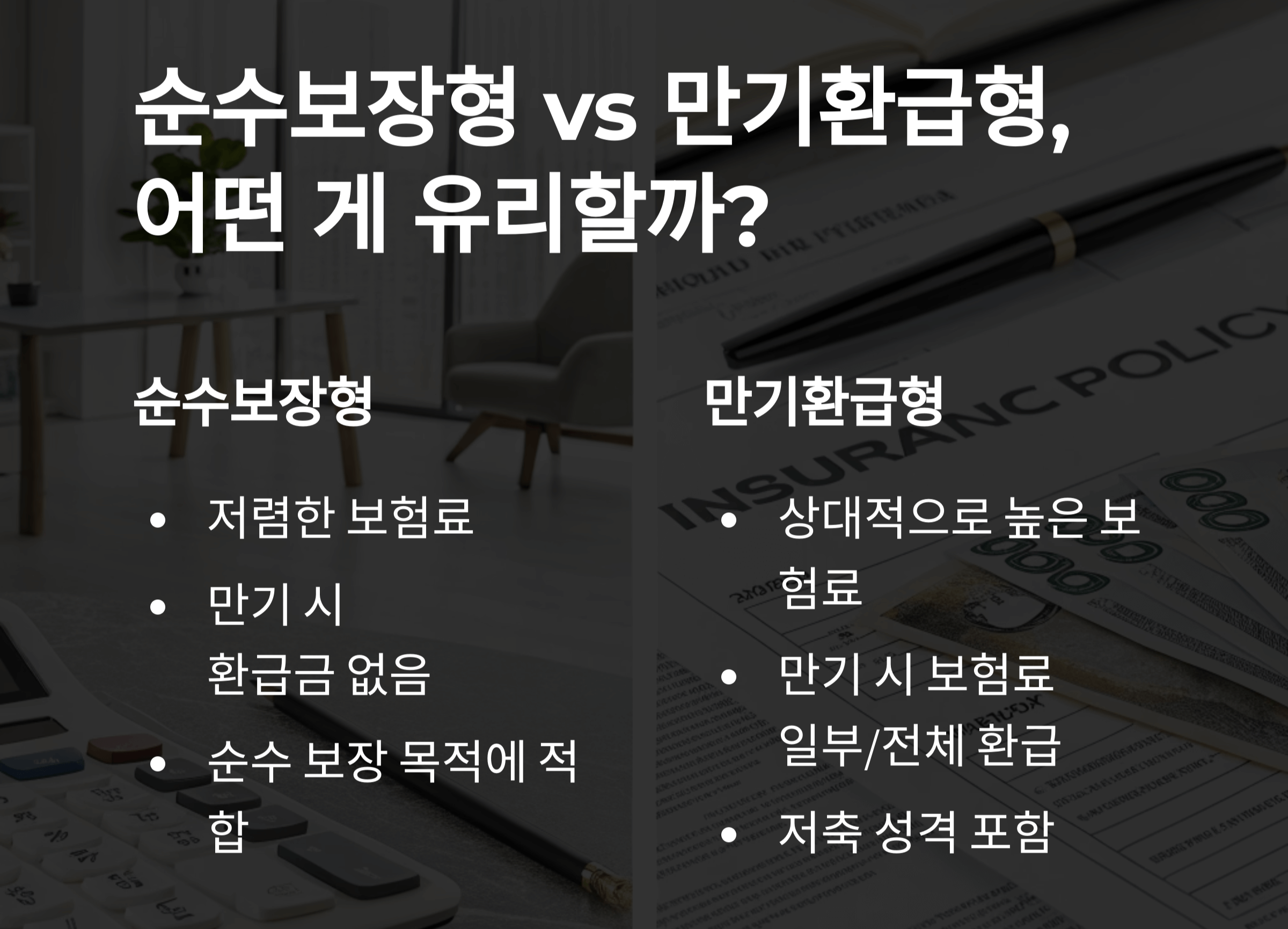 순수보장형 대비 만기환급형, 어떤 게 유리할까