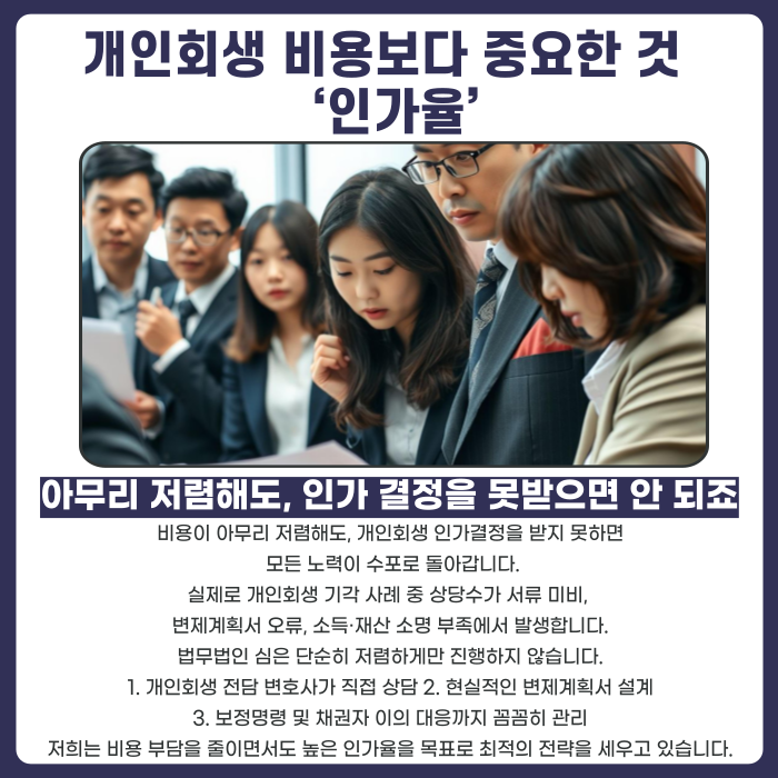 개인회생 비용보다 중요한건 인가율이라는 것을 설명 카드뉴스 이미지