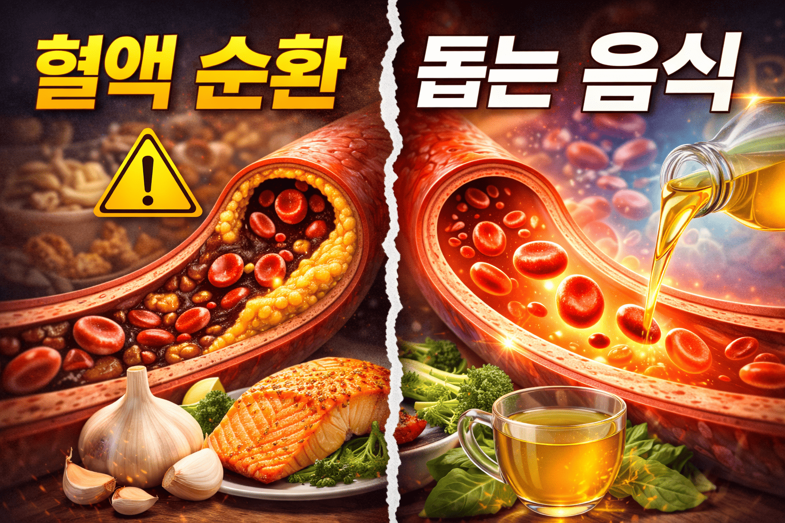 혈액순환 돕는 음식 (마늘, 생선, 들기름)