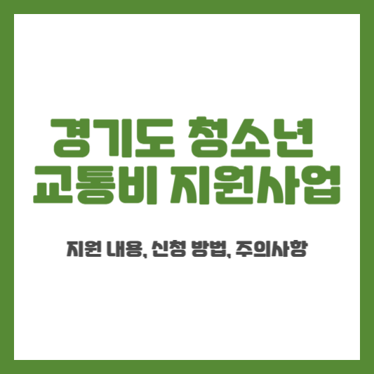 경기도 청소년 교통비 지원사업이란