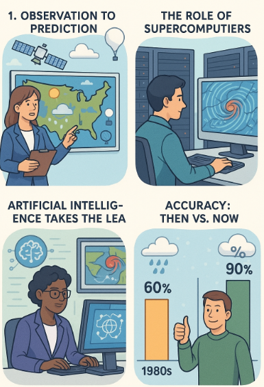 날씨예보 과정을 표현한 그림