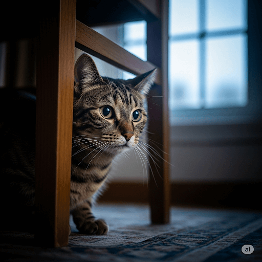 불안해하거나 스트레스받는 고양이 모습