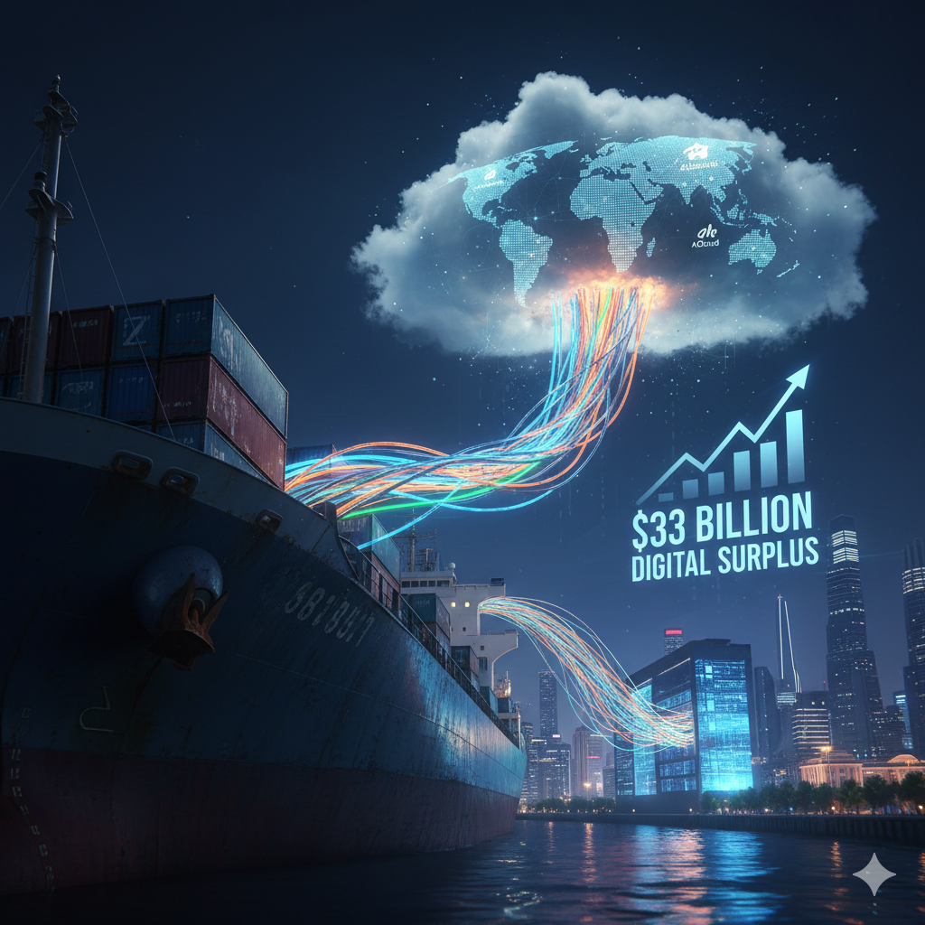 중국의 컨테이너 선박 없이 달성한 무역 흑자와 디지털 서비스 패권