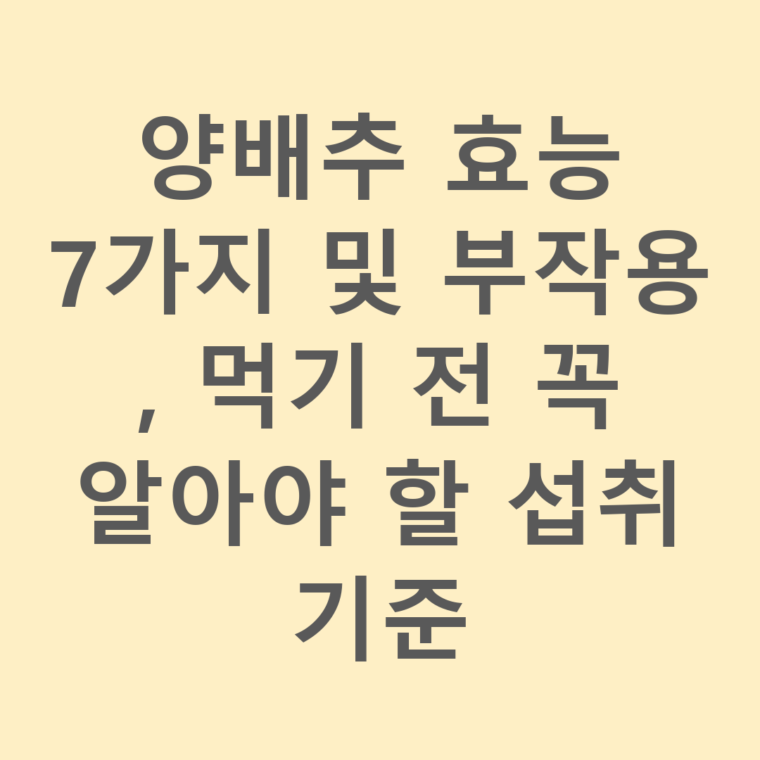 양배추 효능 7가지 및 부작용, 먹기 전 꼭 알아야 할 섭취 기준