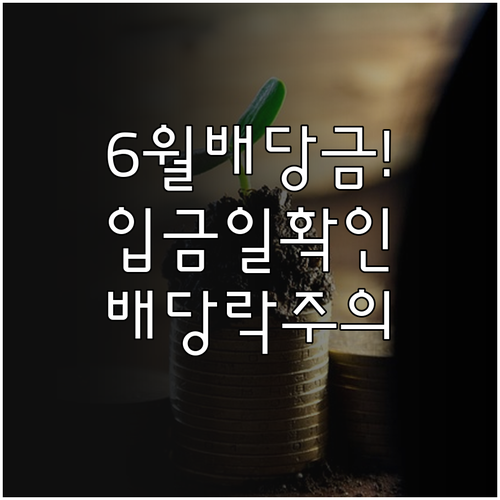 6월 중간 배당금 입금일과 배당락일 ..