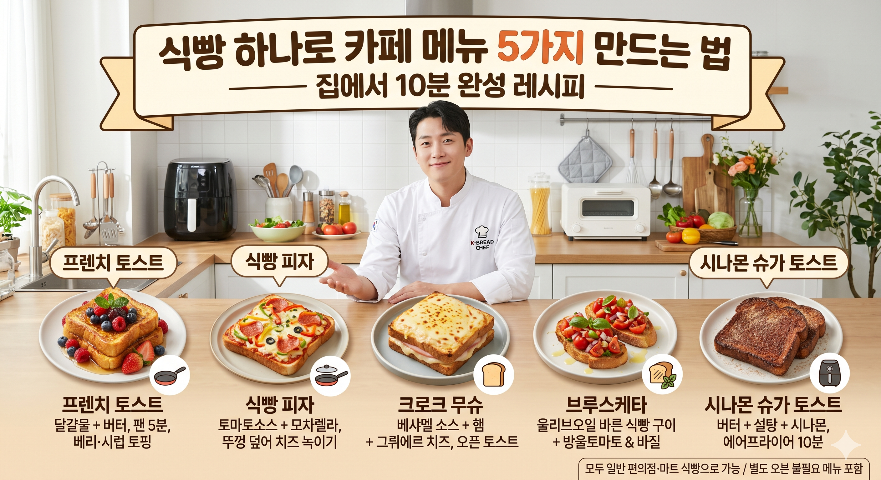식빵 하나로 카페 메뉴 5가지 만드는 법