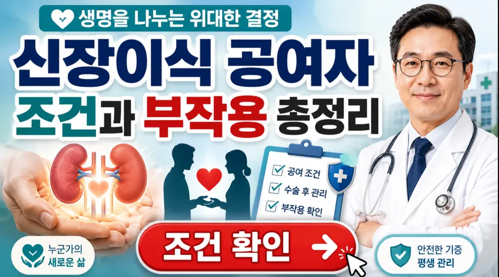 생명을 나누는 위대한 결정, 신장이식 공여자 조건과 부작용 총정리