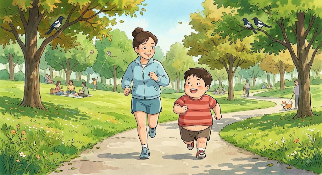 소아비만 치료를 위해 운동하는 모습