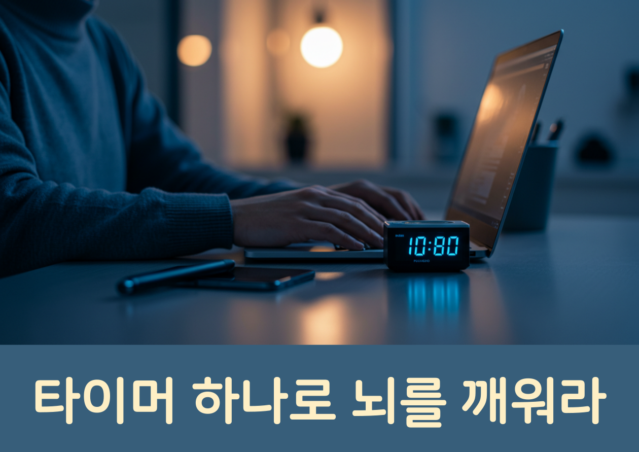 포모도로기업을 활용하여 업무수행중인 사람, 타이머 하나로 뇌를 깨워라