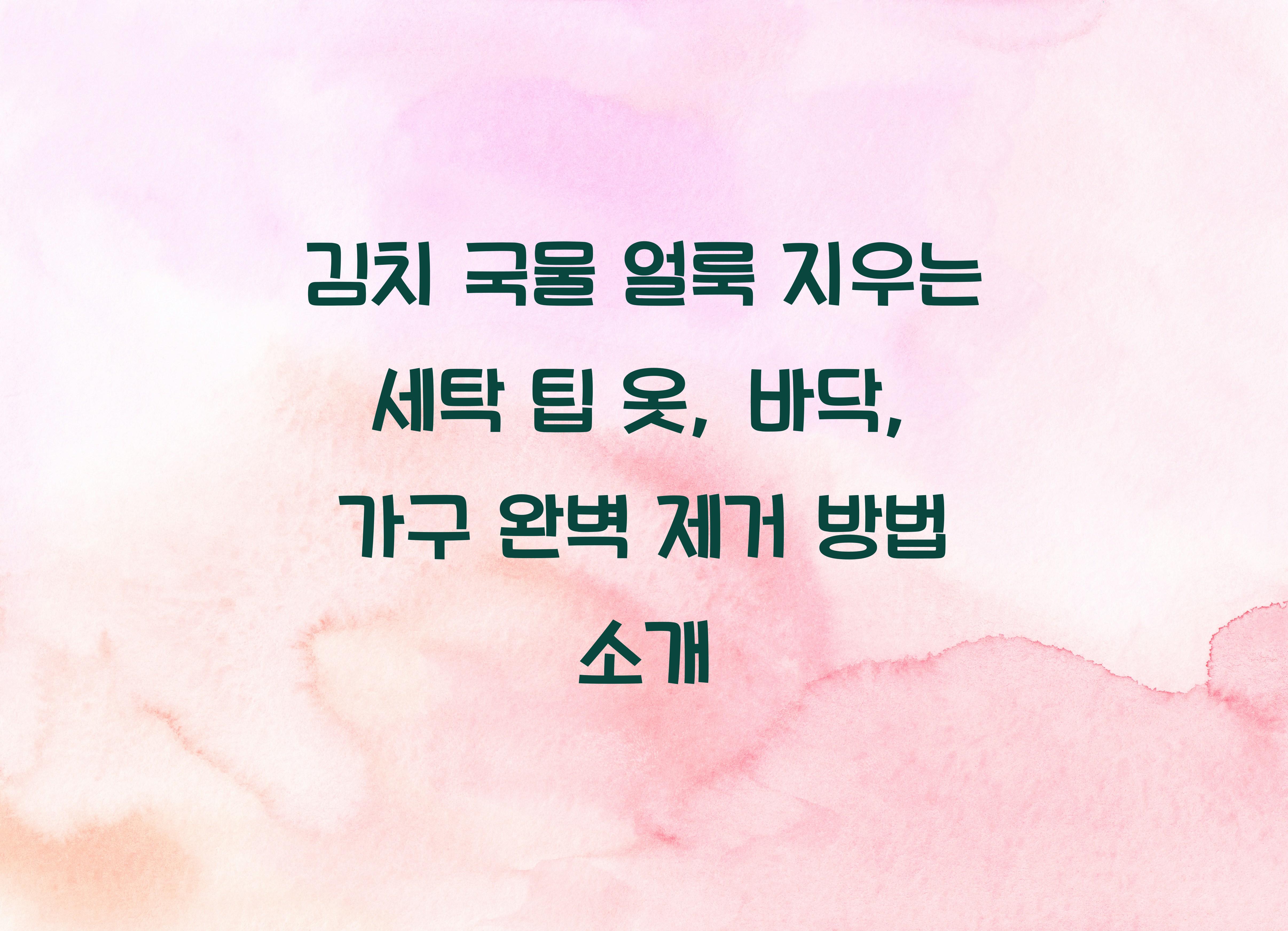 김치 국물 얼룩 지우는 세탁 팁
