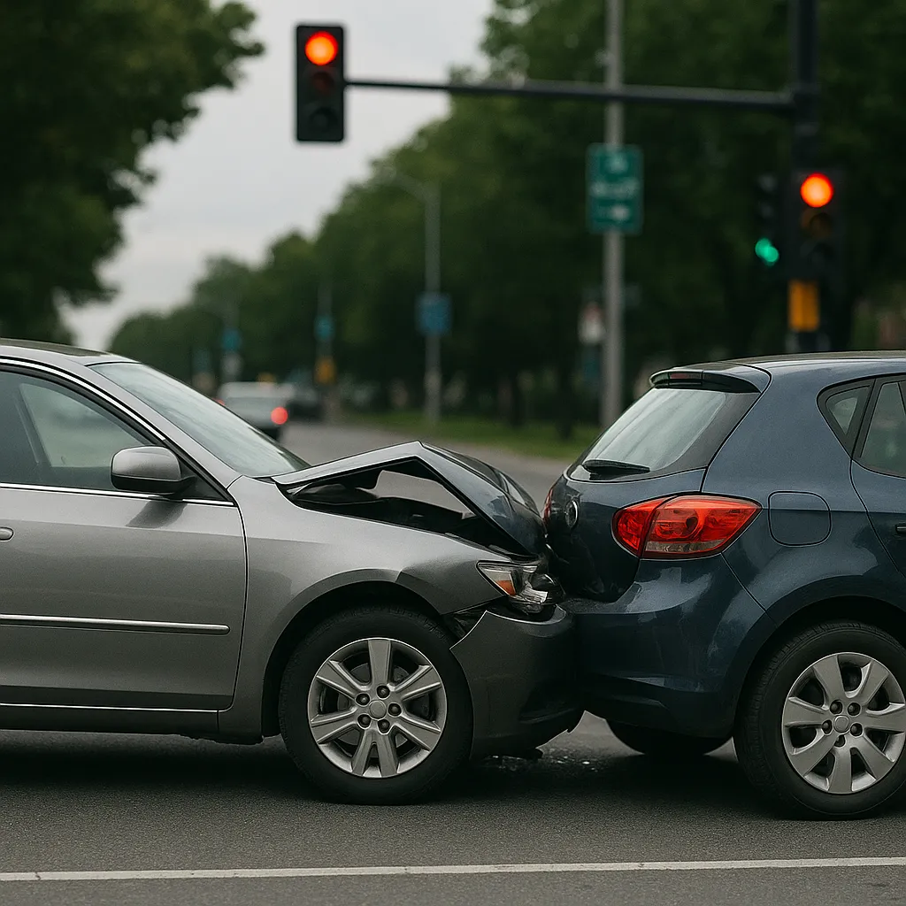 교차로 신호등 앞 차량 추돌 사고