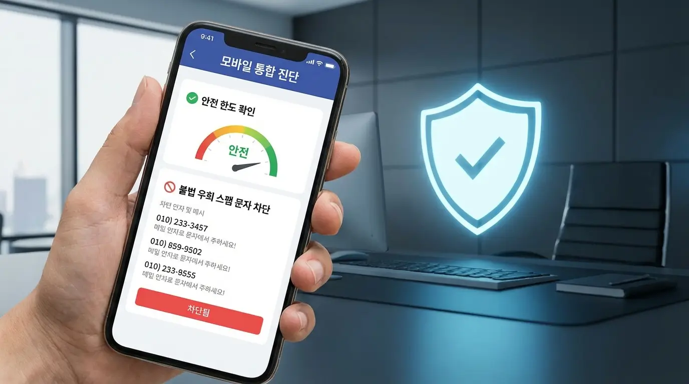 모바일 통합 진단 앱 안전 한도 확인 및 불법 우회 스팸 문자 차단