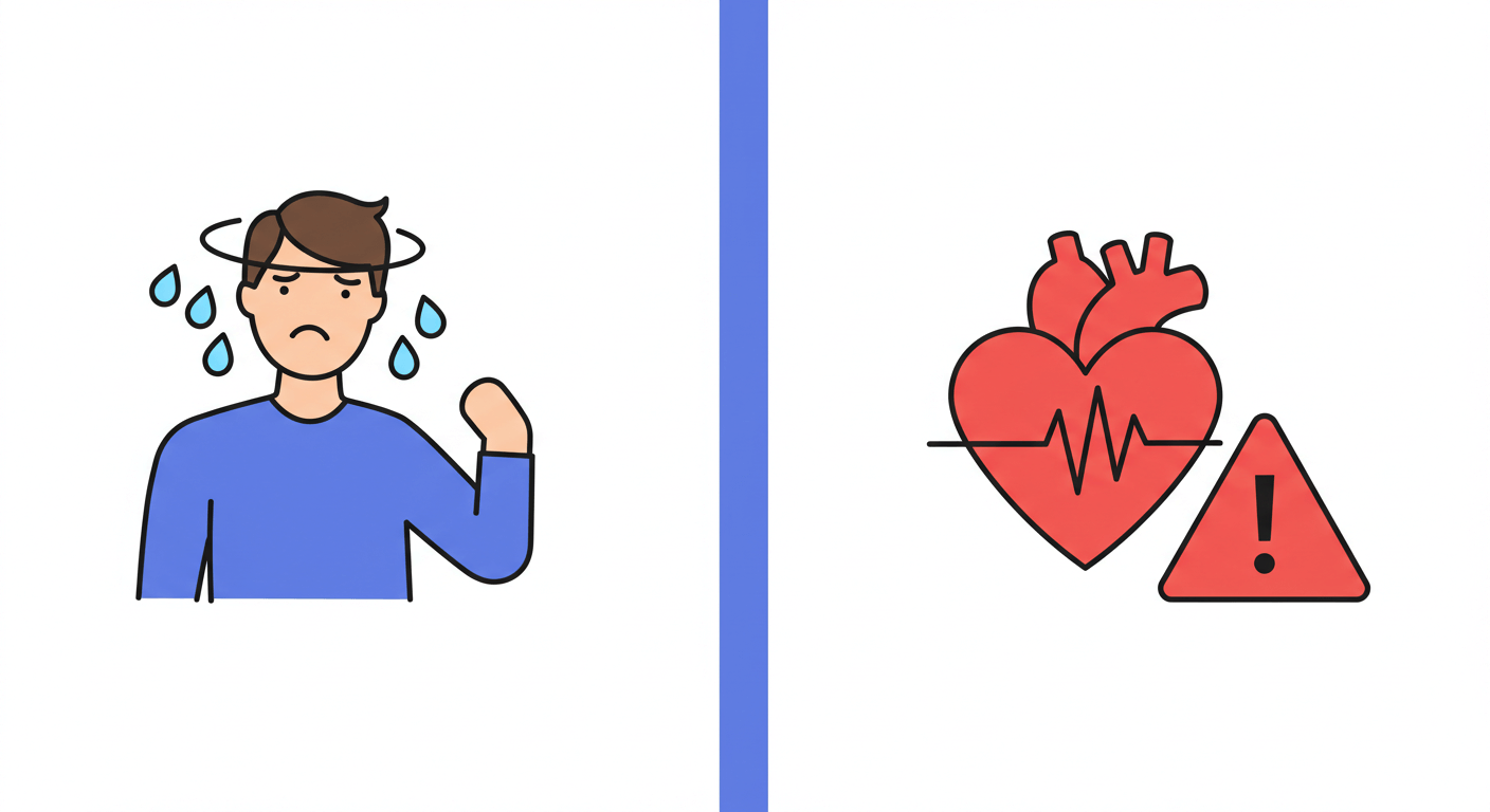 "주요 증상과 일상에서의 차이점"에 대한 이미지입니다.