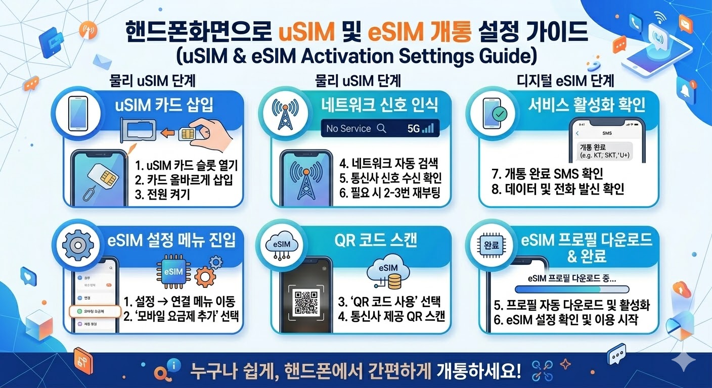 핸드폰 유심 이심 개통방법 셀프