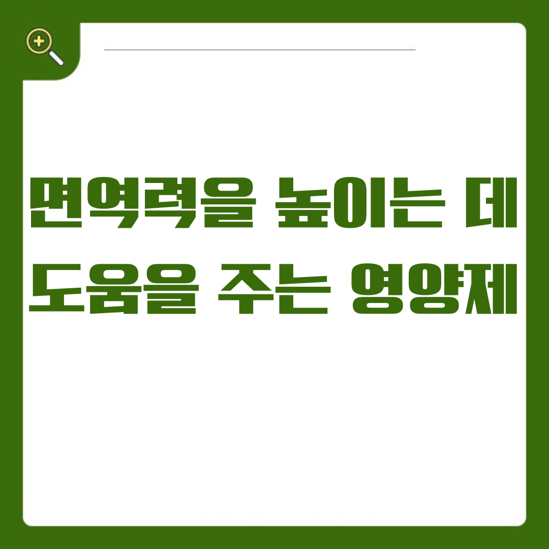 면역력을 높이는 데 도움을 주는 영양제