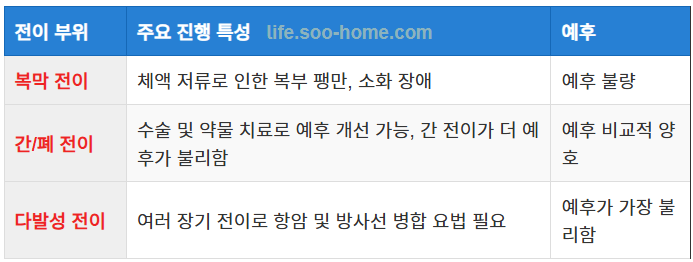 위암 전이의 진행 과정과 예후