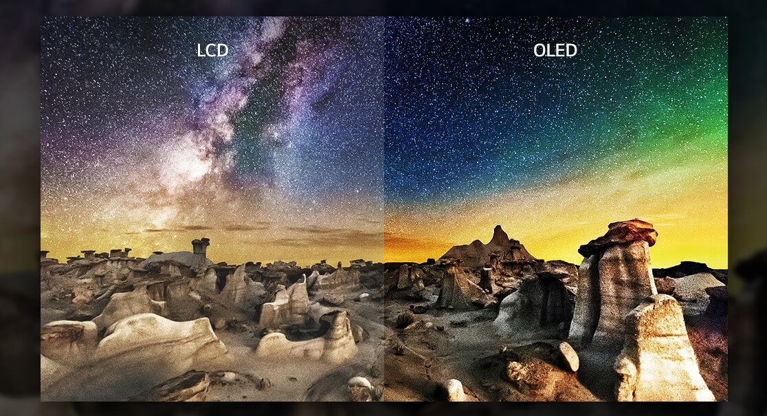 LCD와 OLED의 명암비차이