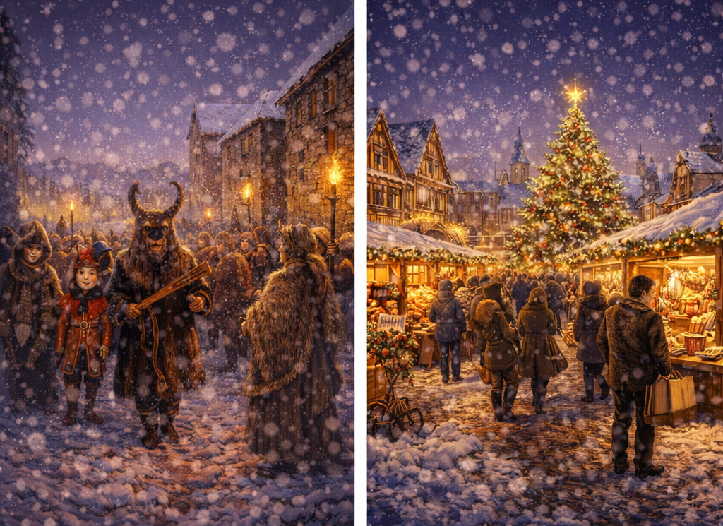 겨울 축제의 역사 속 배경 일러스트 사진