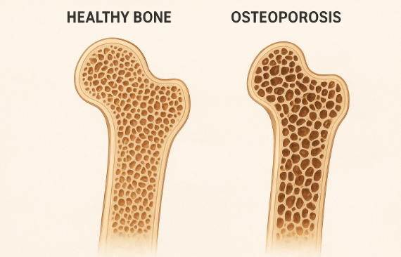 정상적인 뼈와 골다공증 뼈