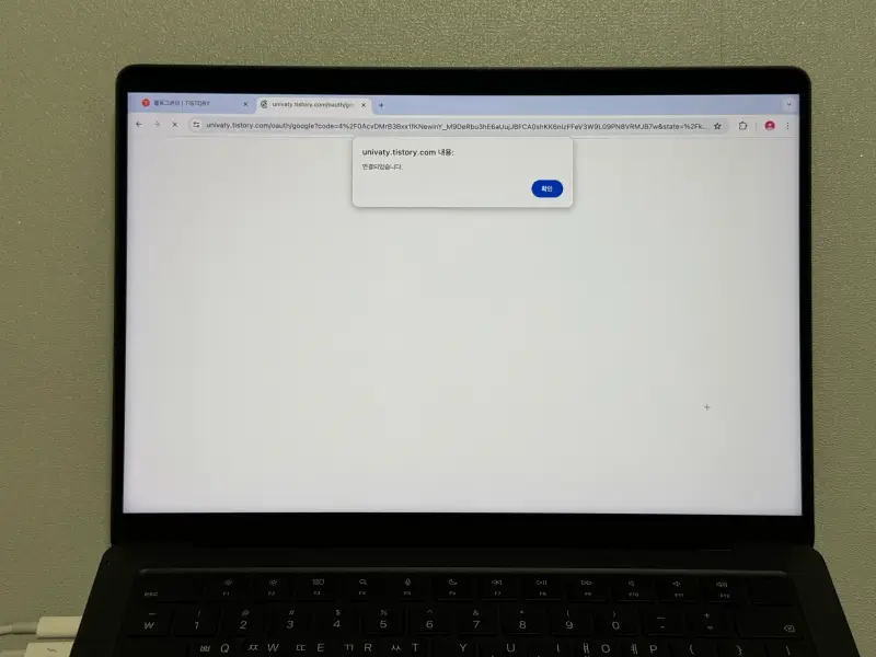 티스토리 구글 계정 액세스 요청 확인 화면 사진