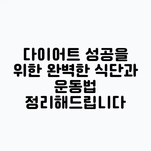 다이어트 성공을 위한 완벽한 식단과 운동법 정리해드립니다